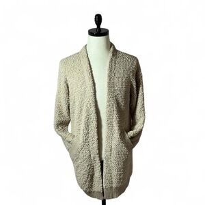POL Knit Open‎ Front Cardigan Sweater Pockets Relaxed Fit Beige